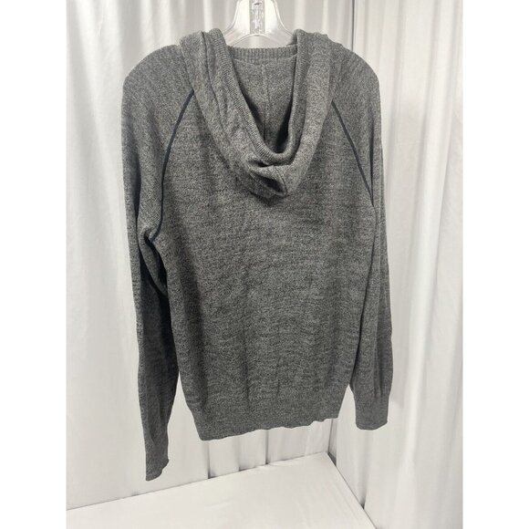 GAP Gray Long Sleeve Full Zip-Up Hoodie Jacket  Mens Size Medium Black Piping - Picture 2 of 11